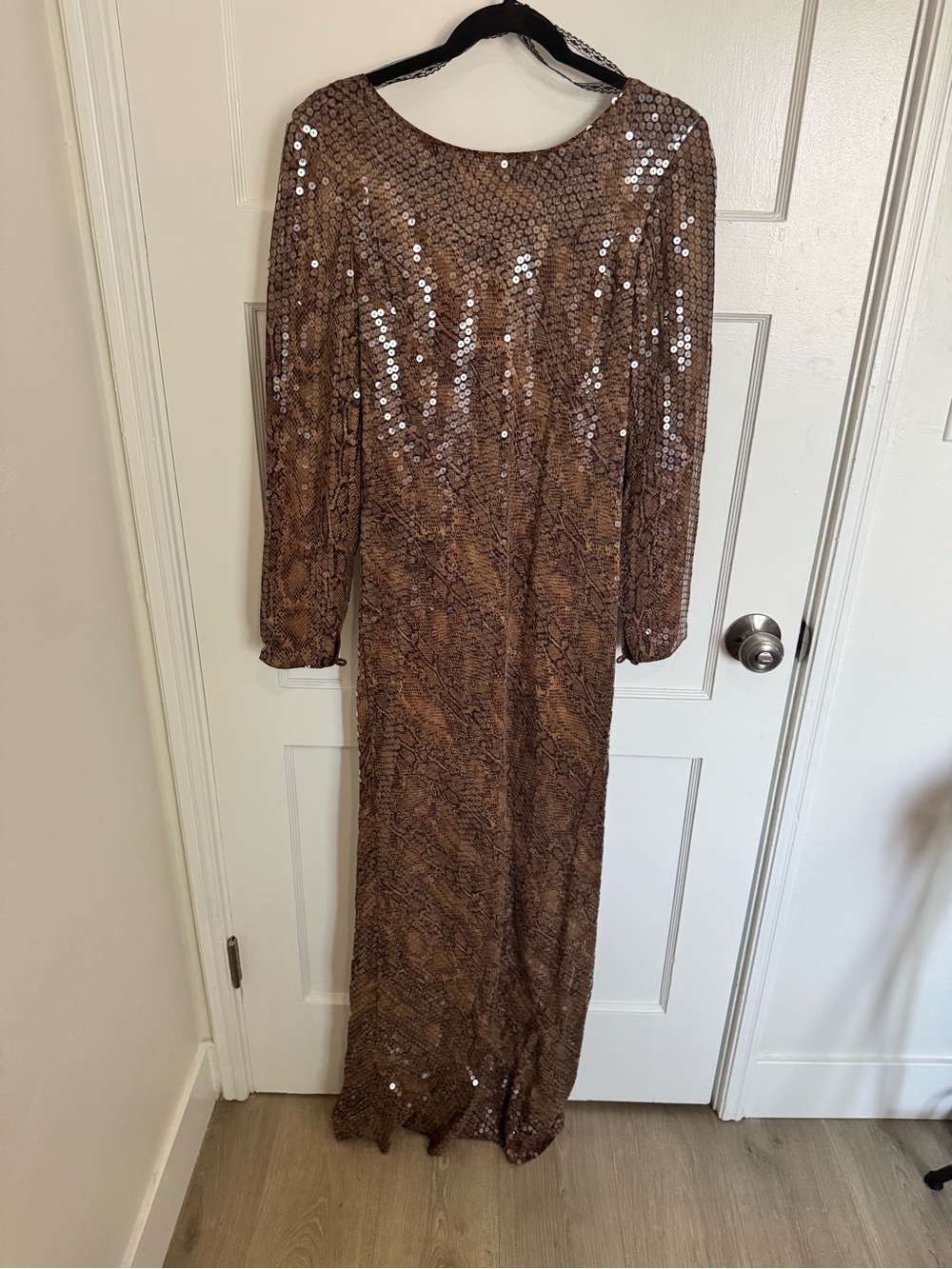 Vintage Chetta B Brown Sequin Evening Gown
